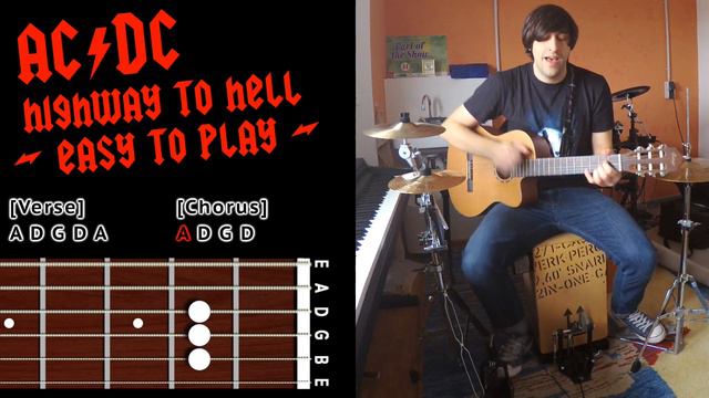 AC/DC - Highway To Hell Chords (+ acoustic one man band cover) смотреть онлайн