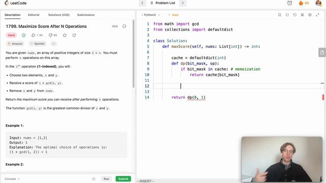 Maximize Score After N Operations - LeetCode 1799 - Python Solution смотреть онлайн