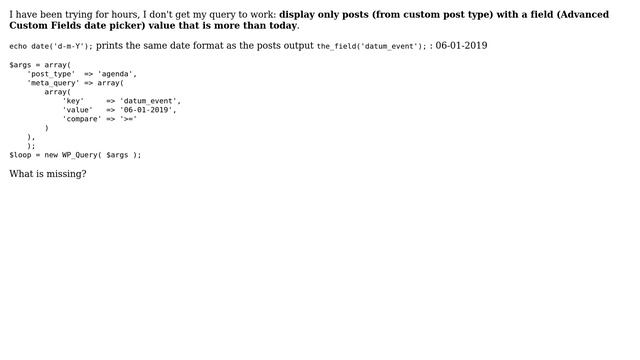 Wordpress: WP_Query meta_query ＞= date смотреть онлайн
