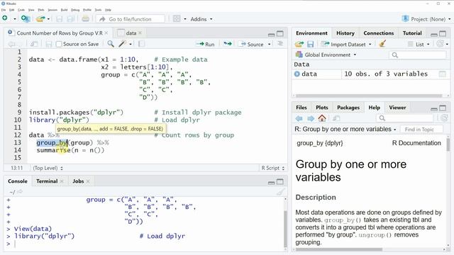 Count Number of Rows by Group Using dplyr Package in R (Example) | group_by, summarise & n Function смотреть онлайн