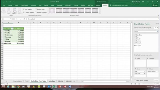 Excel 2016 Module 5 Part 10 Recommended PivotTable & PivotChart - 1080p смотреть онлайн