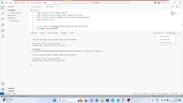 Chat With Your Csv From Streamlit AI App Using Langchain & OpenAI|Tutorial:5 смотреть онлайн