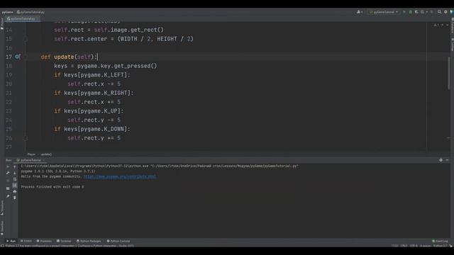 Модуль pygame python (питон) №3 Управление клавиатурой смотреть онлайн