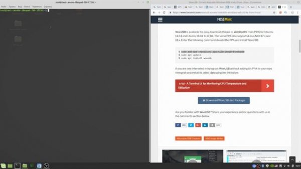 Создание загрузочных флешек Windows 10  и Linux Mint из под Linux Mint