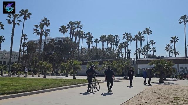 Walking Tour from Santa Monica Beach to Venice Boardwalk in Los Angeles, California, USA смотреть онлайн