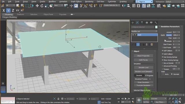 Модификатор Cloth ? Ткань в 3DS MAX ? Создание ткани Моделирование скатерти Интерьер Урок 49 смотреть онлайн