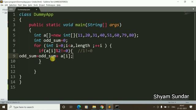 Sum of odd number from array in java || Shyam Sundar смотреть онлайн