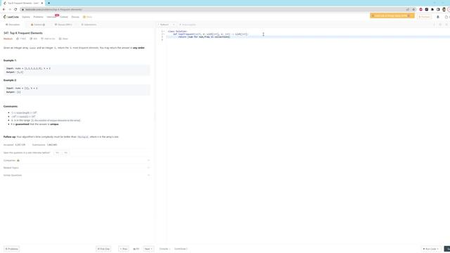 347. Top K Frequent Elements - Python - One Line смотреть онлайн