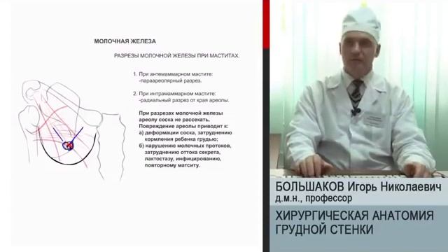 Большаков Игорь Николаевич Лекция Топографическая анатомия и оперативная хирургия грудной стенки смотреть онлайн