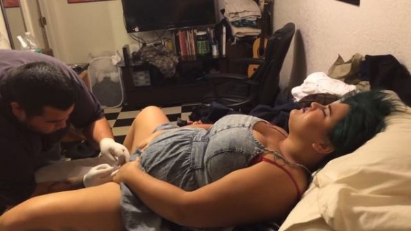 Precious getting her p pierced