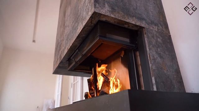 Стильный камин, облицовка плиткой. Large tiles смотреть онлайн