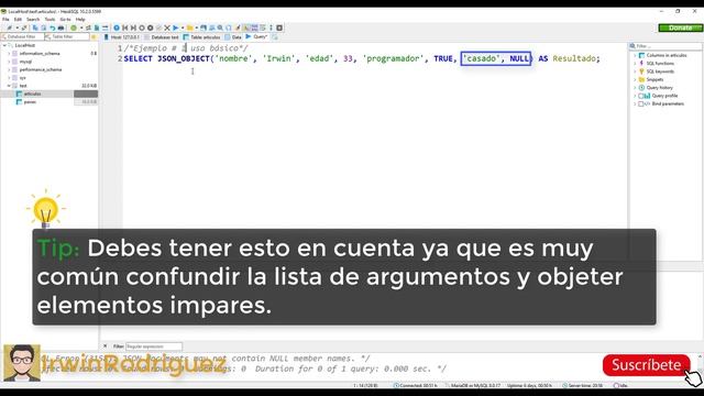 Tutorial JSON y MySQL v8 - Funciones JSON SQL - JSON_OBJECT() смотреть онлайн