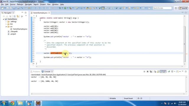 How to replace the object in the Vector using SetElementAt method? | Java Collection Framework смотреть онлайн