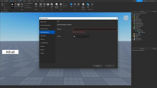 HOW TO MAKE A KILL ALL DEVELOPER PRODUCT | Roblox Studio Tutorial смотреть онлайн