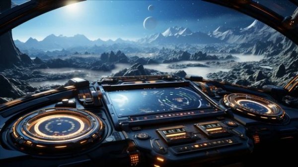 Alien Planet Surface Scan from Battleship Class Spaceship. Sci-Fi Ambiance Sleep, Study, Relaxation