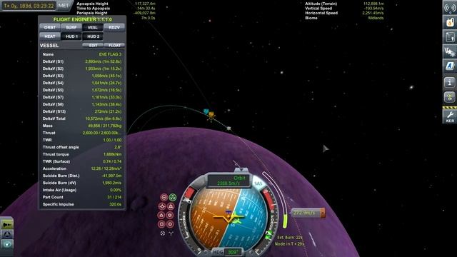 KSP 1.1 Прохождение карьеры. #100.Полёт на Eve и возврат. (Установка флага). смотреть онлайн