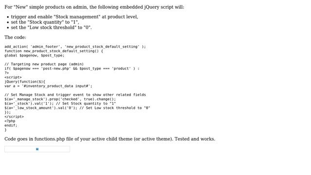 Wordpress: Set a specific default stock quantity on all WooCommerce new products (2 Solutions!!) смотреть онлайн