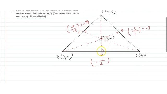 Find the coordinates of the orthocentre of a triangle whose vertices are `(-1, 3) (2,-1)` and смотреть онлайн