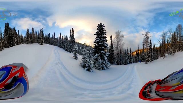 Фрирайд на сноуборде в Алтайских горах - Панорамное видео VR 360° - Горы - Природа смотреть онлайн