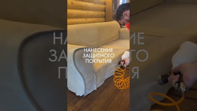 Нанесения защитного гидрофобного покрытия на диван Baxter из натурального нубука. смотреть онлайн