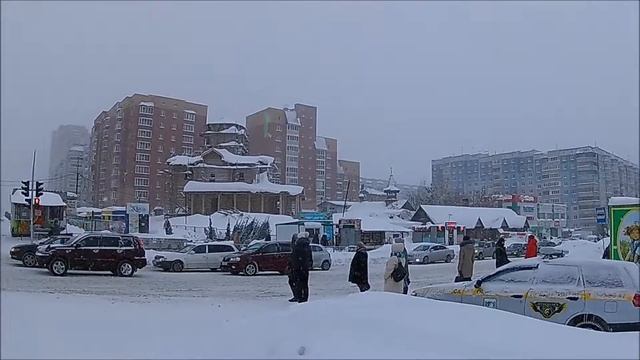 A snowy walk to Lenta in Novosibirsk -- Снежное прогулка к Лента в Новосибирске смотреть онлайн