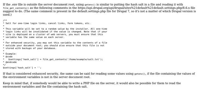 Is there any security risk to use getenv() inside settings.php to populate databases variable... смотреть онлайн