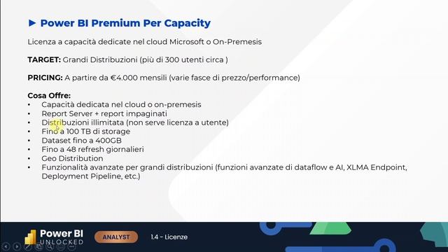 1.4 - Licenze | Power BI Unlocked (Analyst) - Corso Power BI смотреть онлайн
