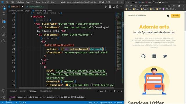 ??Build a Fullstack portfolio website | ?Dark Mode | React Next js | tailwind CSS (part 7) смотреть онлайн