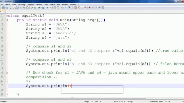 equals() method in java example code - String Method смотреть онлайн