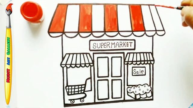 Super Market Drawing, Painting And Coloring For Kids & Toddlers | Easy Drawing For Kids смотреть онлайн