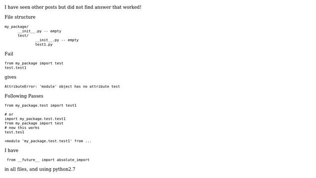python absolute import of submodule fails смотреть онлайн
