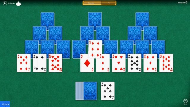 TriPeaks\Hard I - Clear 2 boards in 1 deal смотреть онлайн