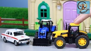 Мультик про Машинки. Синий Трактор, Полицейская Машина и Монстр Трак. Манкиту