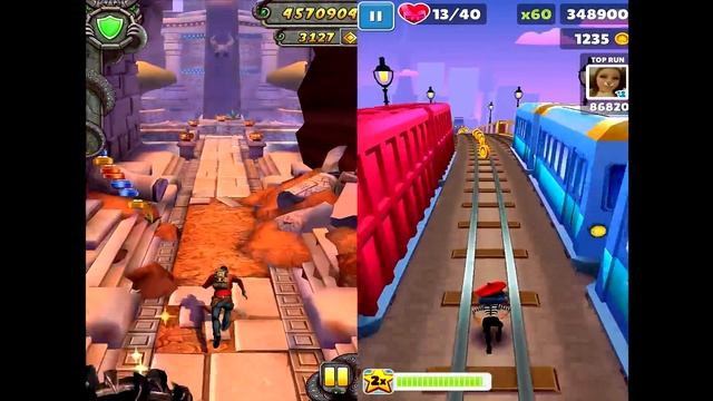 Temple Run 2 Blazing Sands VS Subway Surfers Paris Android iPad iOS Gameplay HD смотреть онлайн