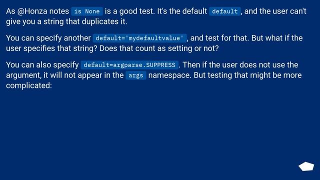 Check if argparse optional argument is set or not смотреть онлайн