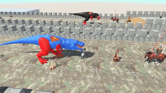 BLUE SUPERMAN T-REX VS DARK SUPERMAN T-REX DEATH CLIMB COMPETITION - T-REX HUNT CHALLENGE смотреть онлайн
