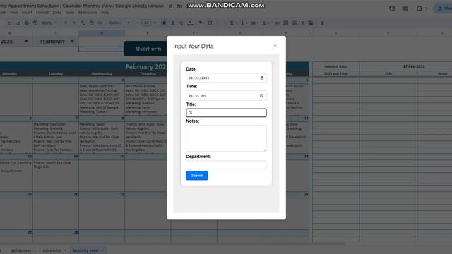 Dynamic Appointment Scheduler / Calendar Monthly View / Google Sheets Version смотреть онлайн
