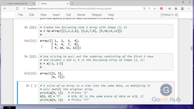 numpy array indexing and slicing смотреть онлайн