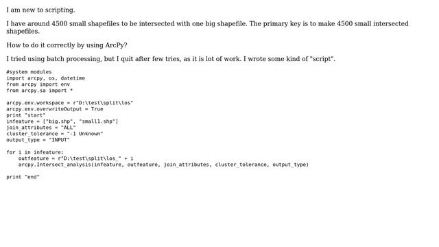 GIS: Using ArcPy with Intersect and loop смотреть онлайн