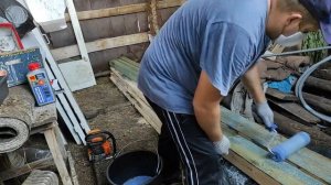 Перекрытие погреба из дерева с применением антисептика Neomid 430 Eco 1 часть