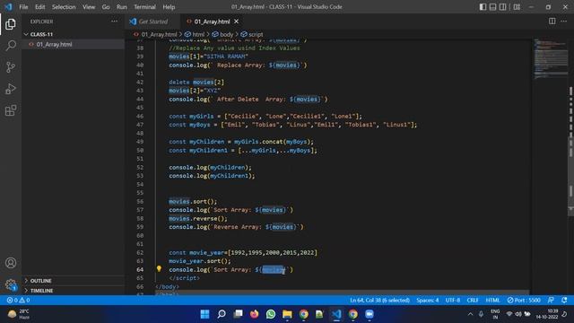 JAVASCRIPT||CLASS-11||ARRAYS||ARRAY METHODS||PUSH||SHIFT||FILTER||FIND||REDUCE||MAP||SORT||BATCH-5P смотреть онлайн