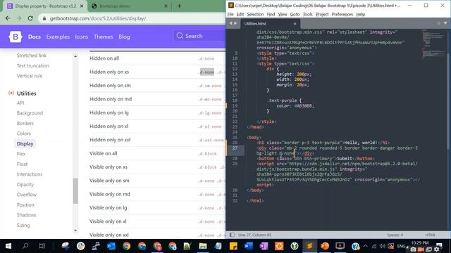 Belajar Bootstrap 5 - Utilities - Display смотреть онлайн