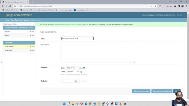 Create your first django app | Todo App in django | Django Tutorial | Python Todo App | смотреть онлайн
