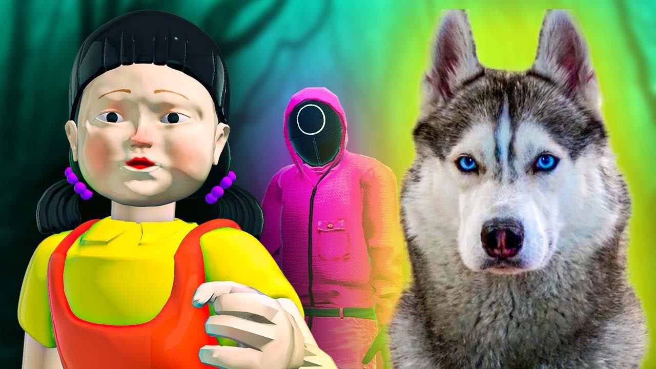 ИГРА В КАЛЬМАРА в реальной жизни! Начало. (Хаски Бандит) Говорящая собака смотреть онлайн