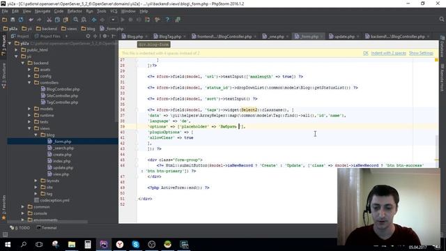 Yii2: изучаем связи, делаем теги, используем select2. Видео 9.1 смотреть онлайн