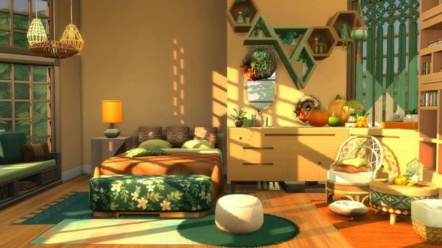 Cozy Autumn and Halloween themed Bedroom | The Sims 4 Stop Motion Speed Build | No CC смотреть онлайн