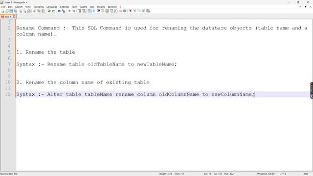 Lecture5 | Learn SQL in 2 Min | DDL Commands | Rename Command | Theory + Practical |#sql #database смотреть онлайн