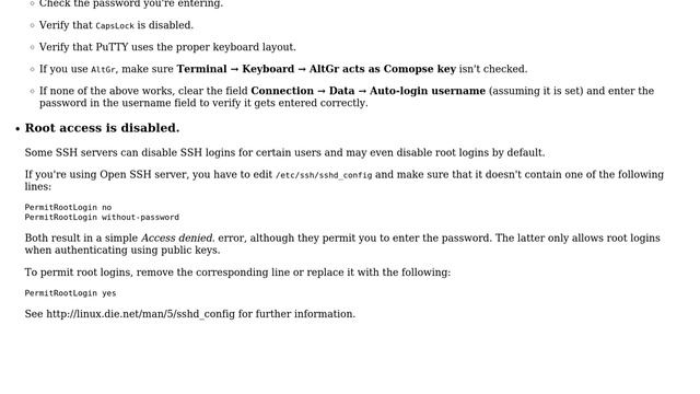 #PUTTY PASSWORD ACCESS DENIED