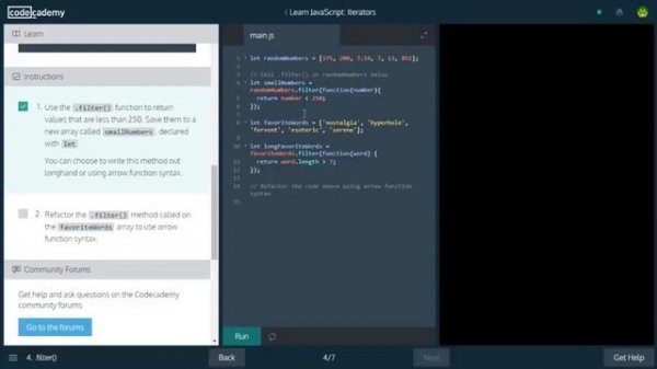 8 - Iterators - Javascript - Codecademy