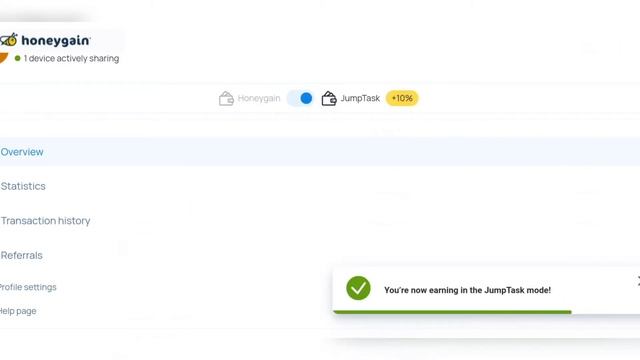 Вывод с Honeygain на кошелёк Jumptask Payment Proof